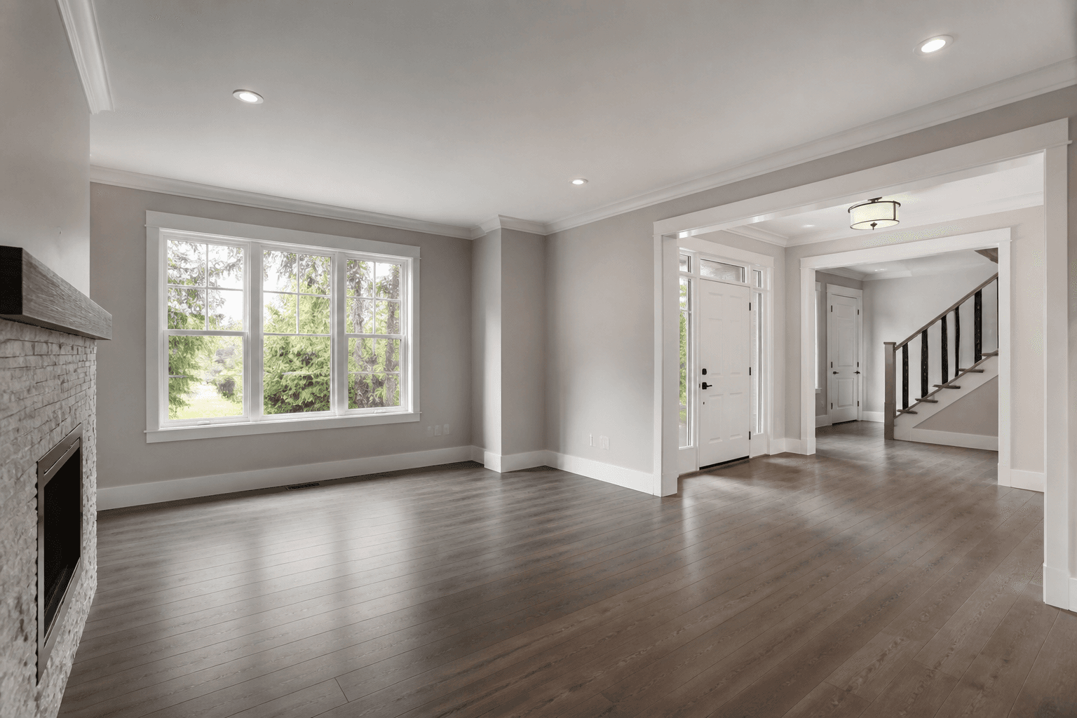 Restored interior living space after residential repair work.